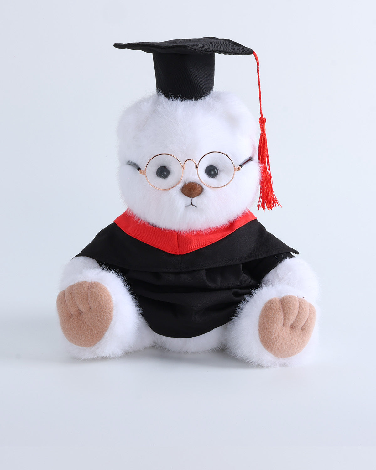 White Long Hair Bear & Black Scholar Graduation Outfit Set of 3 - 12 Inches