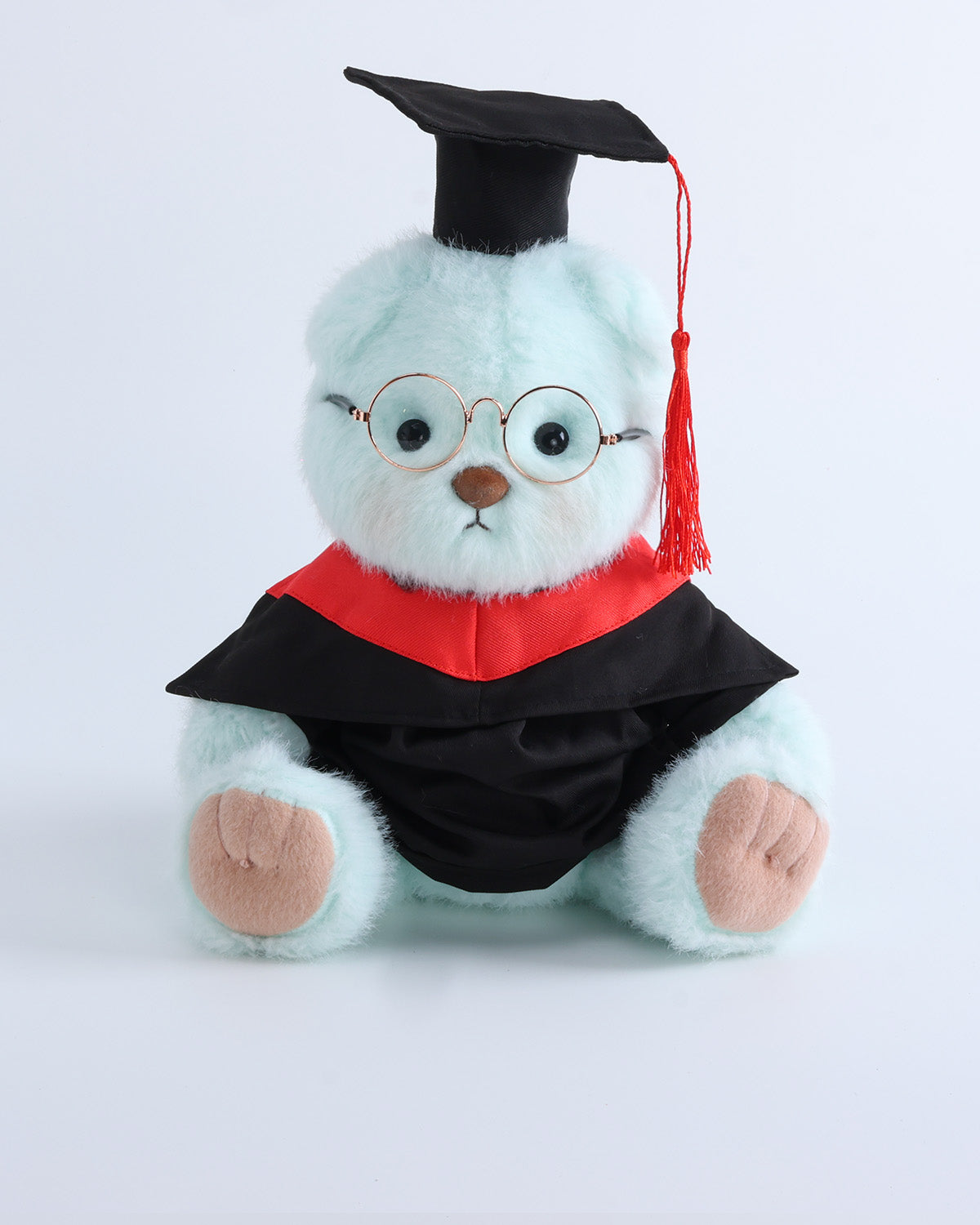 Mint Blue Long Hair Bear & Black Scholar Graduation Outfit Set of 3 - 12 Inches