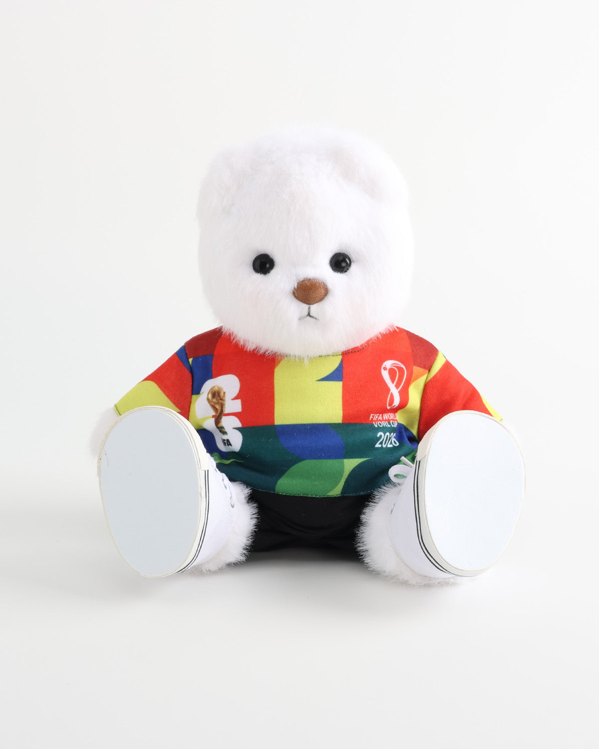 White Long Hair Bear & Colorful Block Print Soccer Jersey Set of 3 - 12 Inches