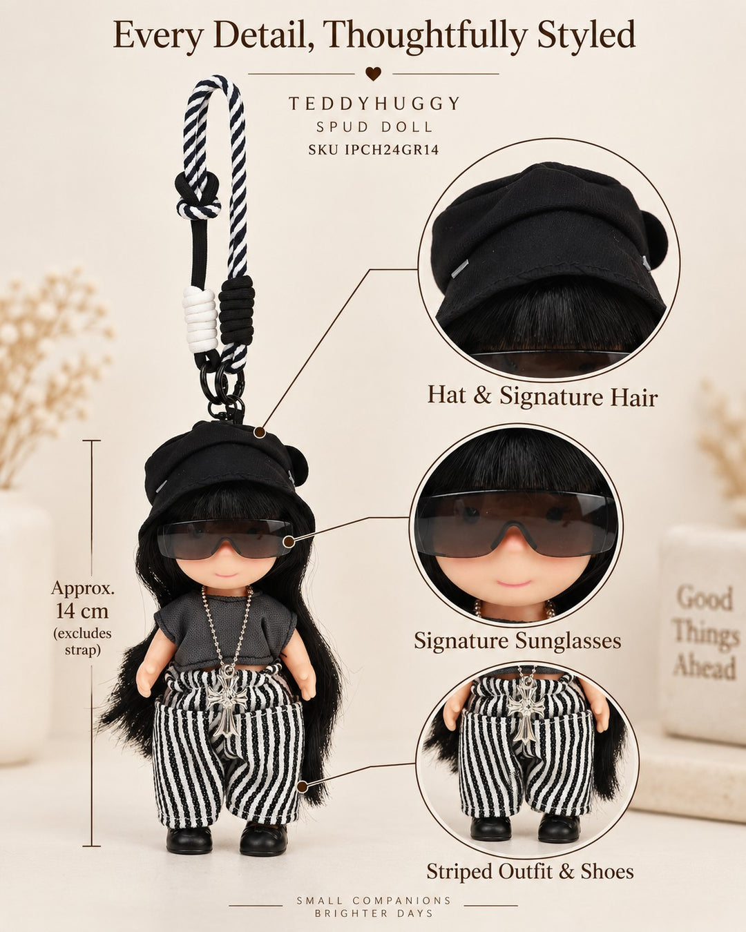 TeddyHuggy® Gray Outfit Sunglasses Spud Doll Charm