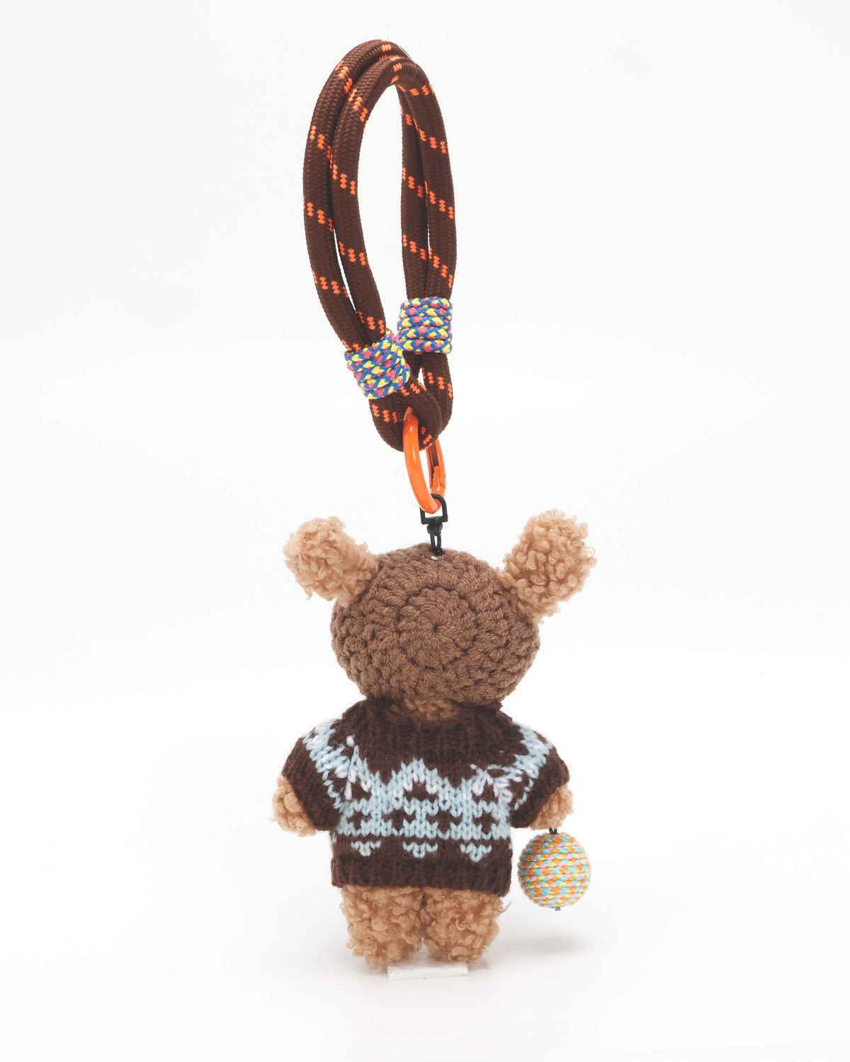 TeddyHuggy®Coffee-Colored Jacquard Sweater Bear Keychain Charm
