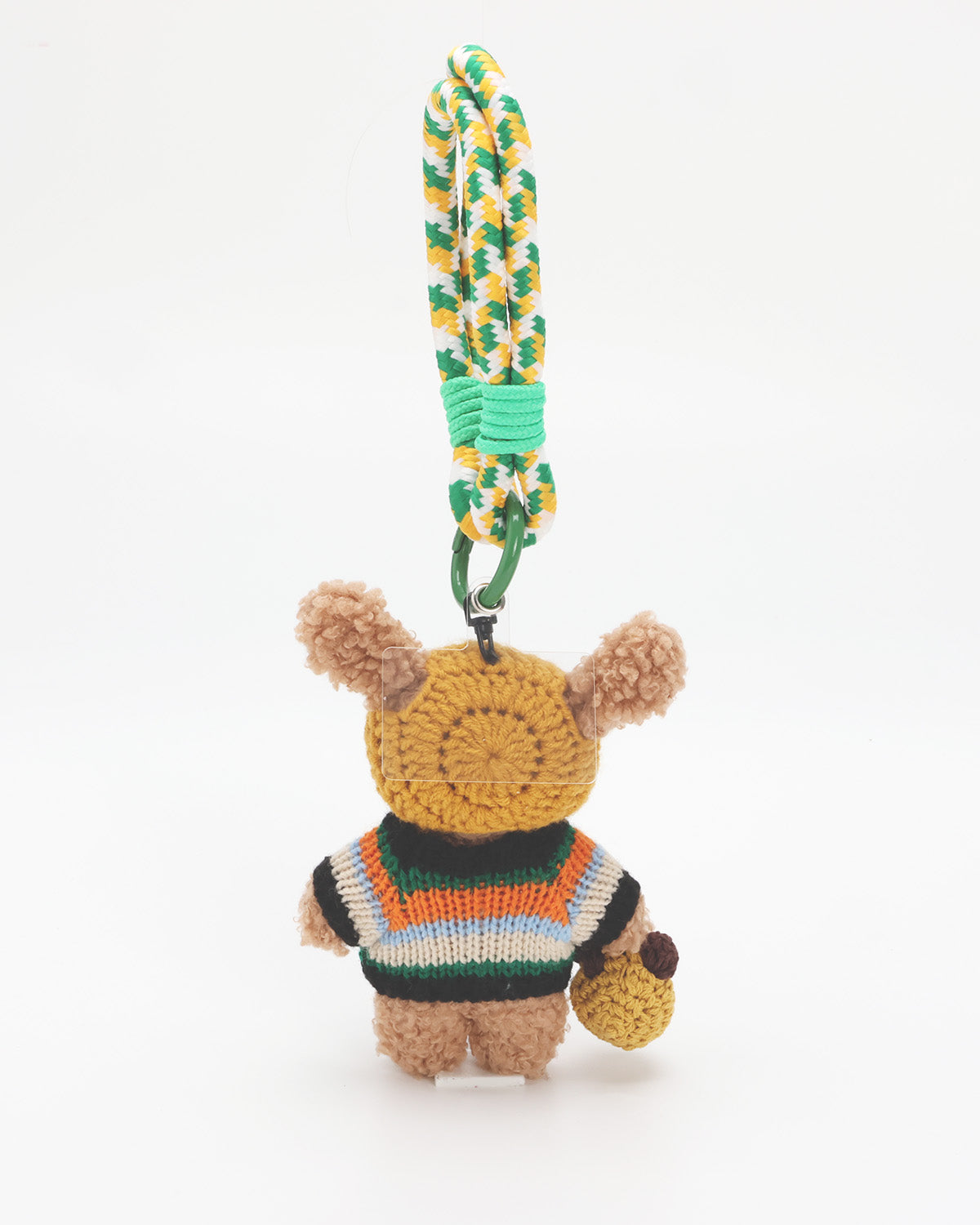 TeddyHuggy®Yellow Knitted Hat and Striped Sweater Bear Keychain Charm