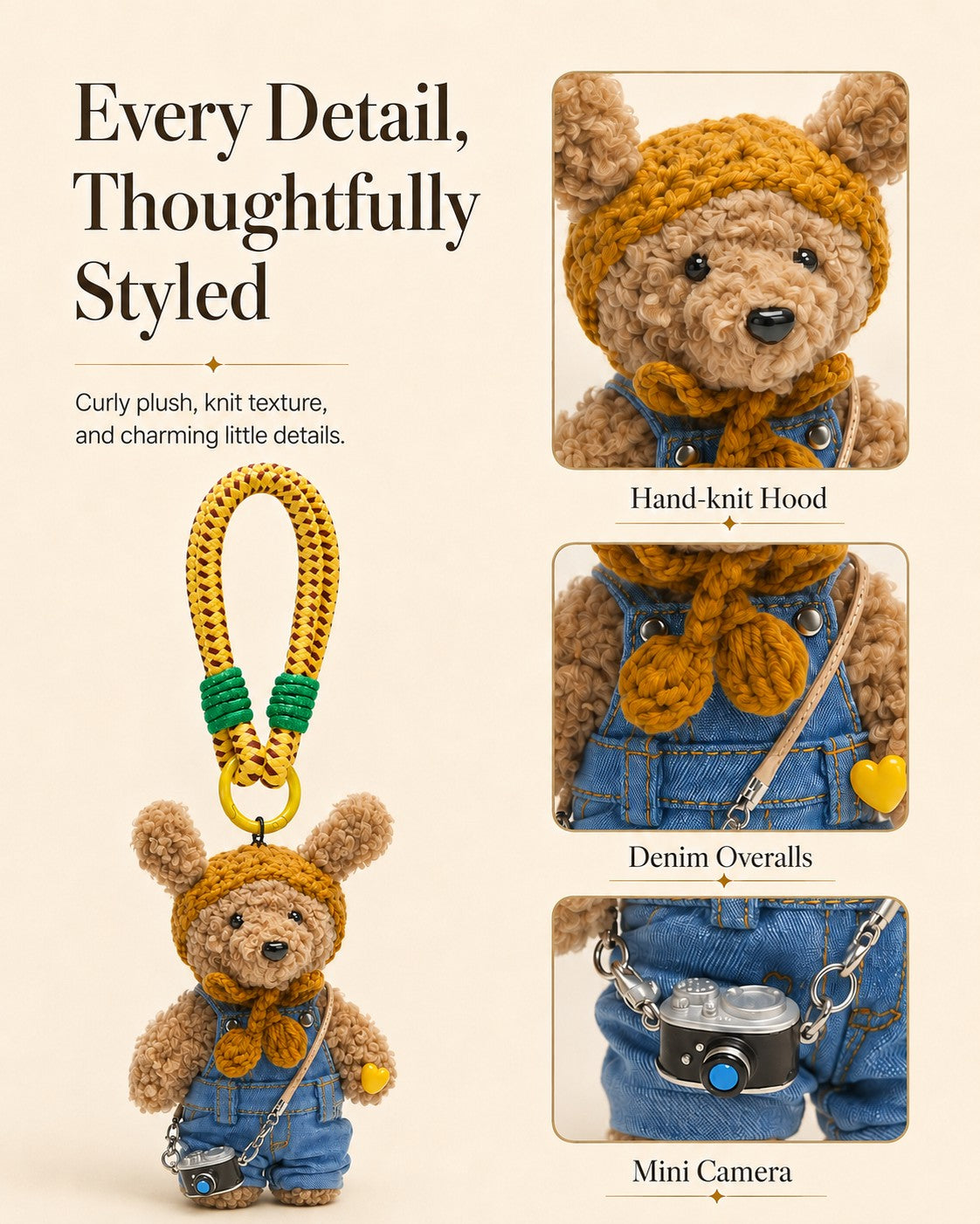 TeddyHuggy®Long-Eared Bear Autumn Knit Charms Collection