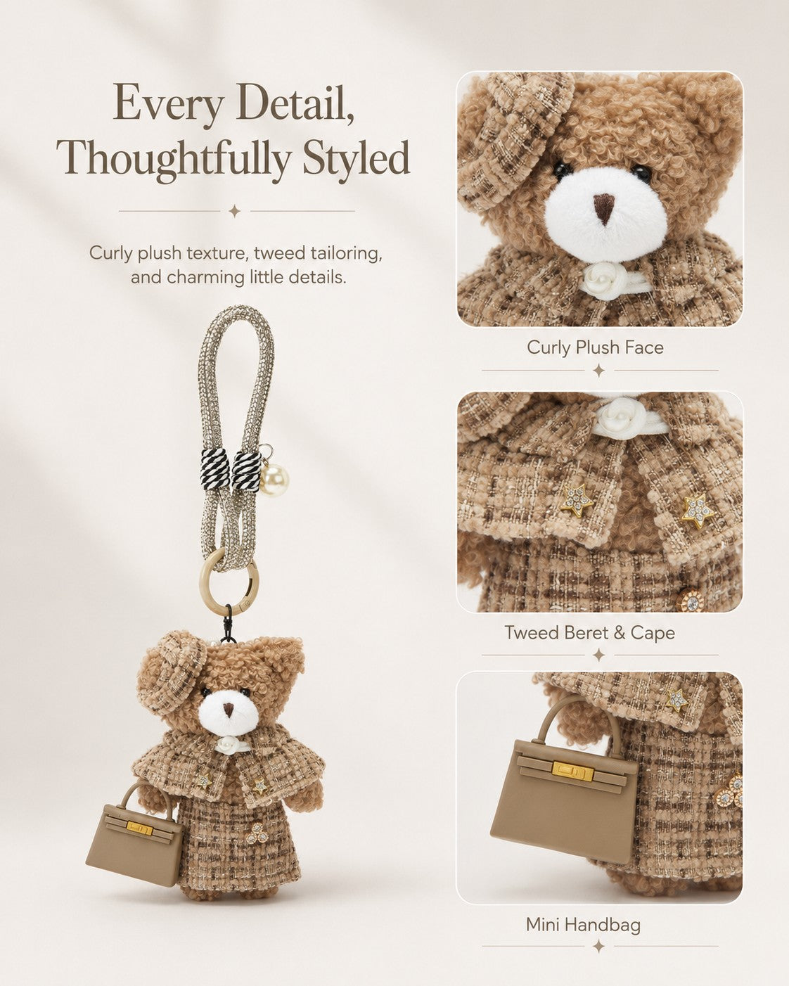 TeddyHuggy®Khaki Bear Dressed-Up Charms Collection