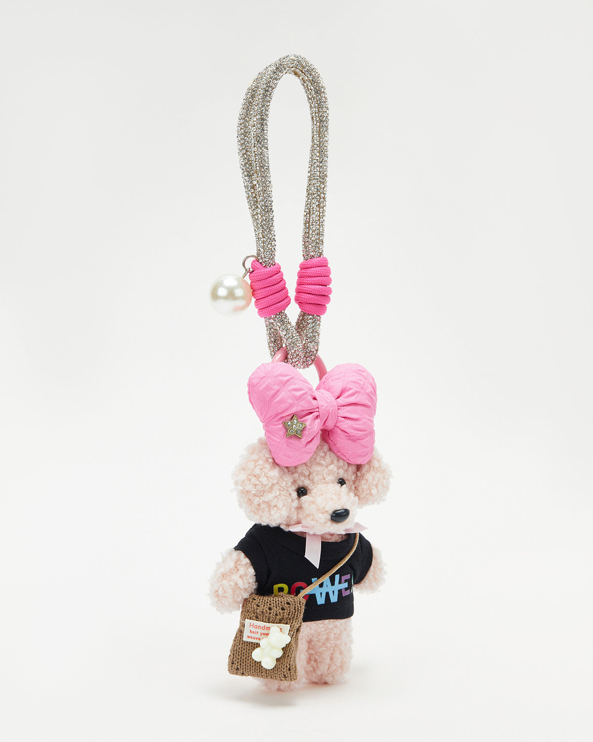 TeddyHuggy®Bowknot Dog Black Graphic Tank Top & Bow Keychain Charm