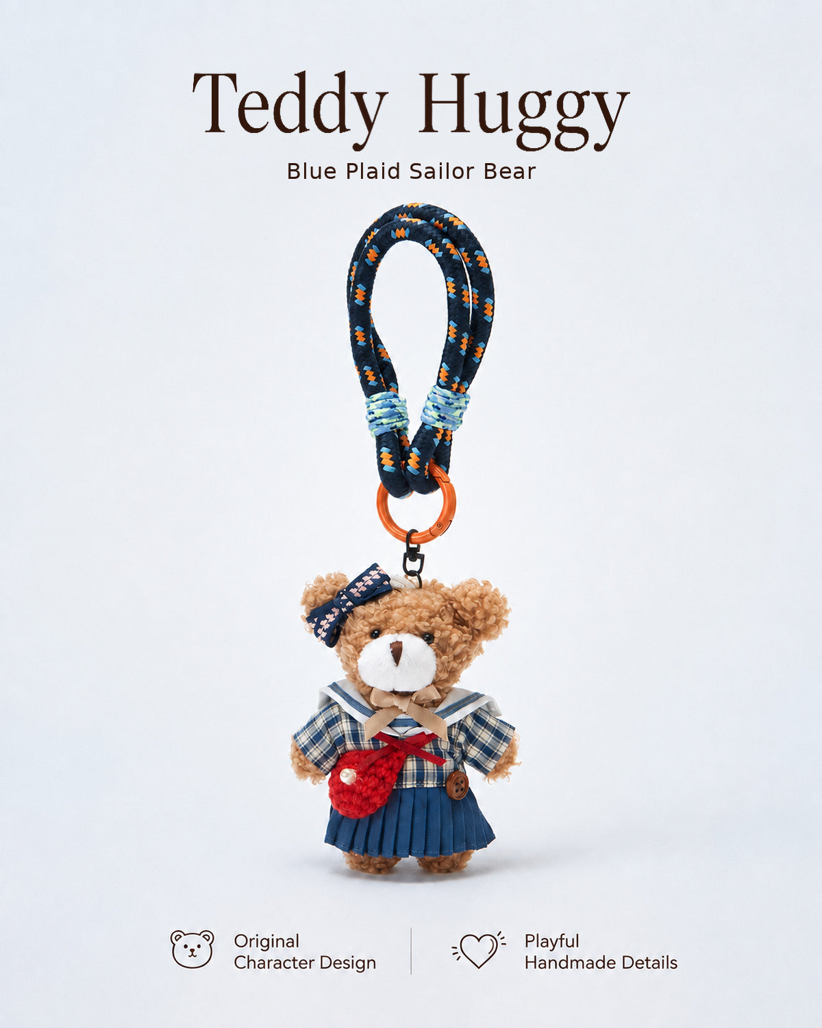 TeddyHuggy® Blue Plaid Sailor Bear Charm