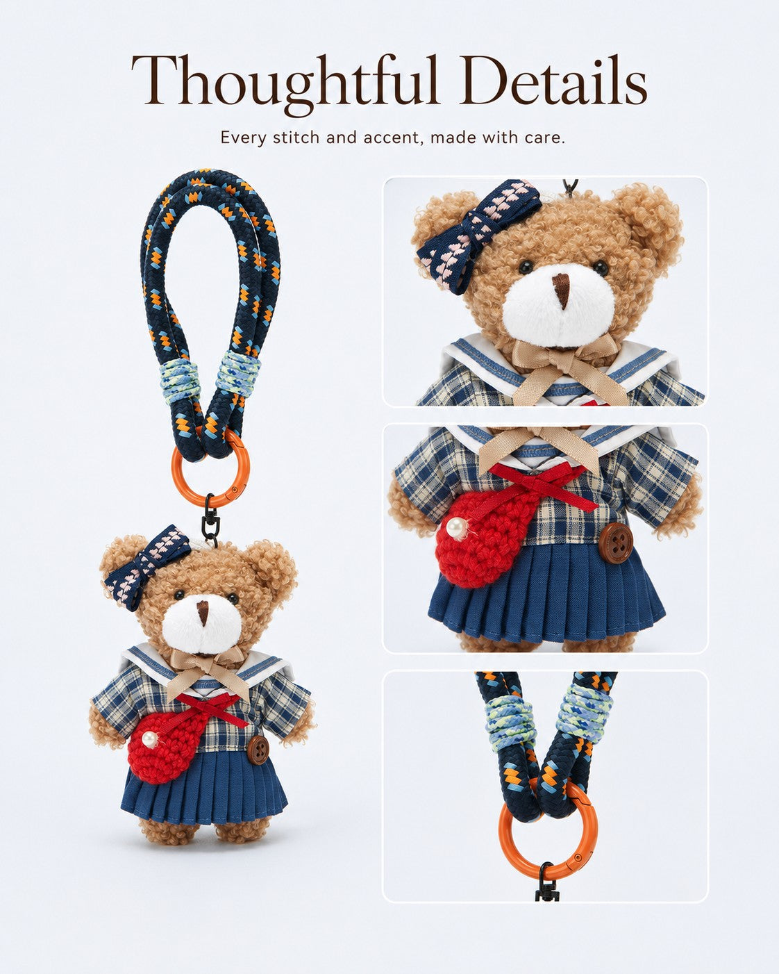 TeddyHuggy® Blue Plaid Sailor Bear Charm