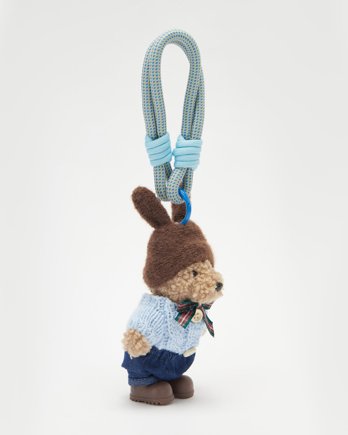 TeddyHuggy®Khaki Bear Light Blue Knitted Sweater keychain Charm