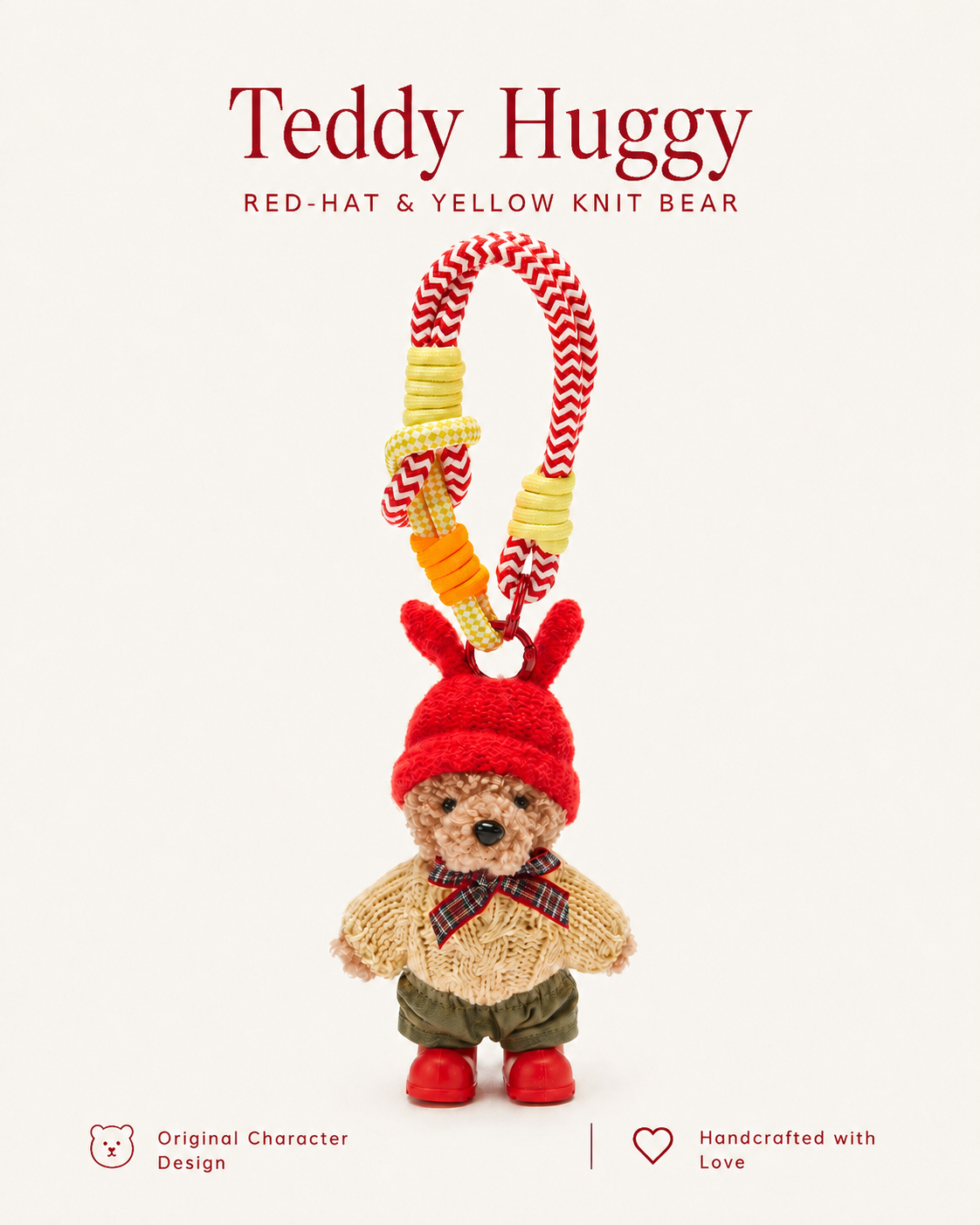 TeddyHuggy® Red-Hat & Yellow Knit Bear
