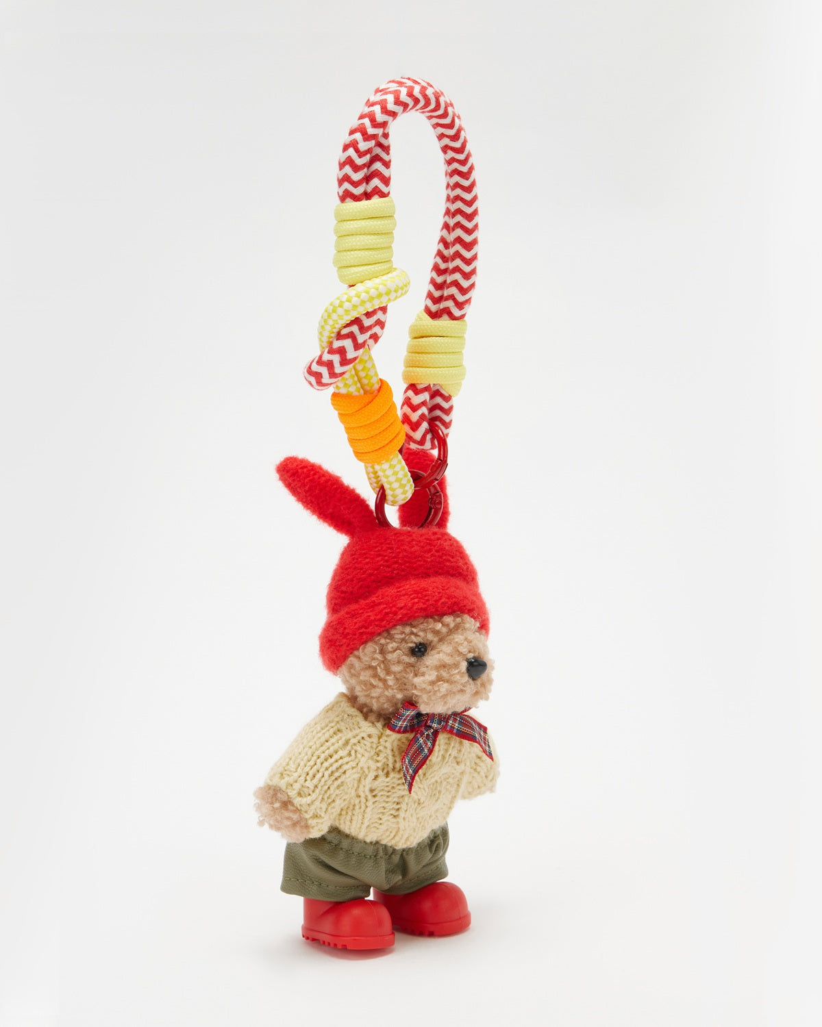 TeddyHuggy®Khaki Bear Yellow Knitted Sweater Green Shorts Keychain Charm