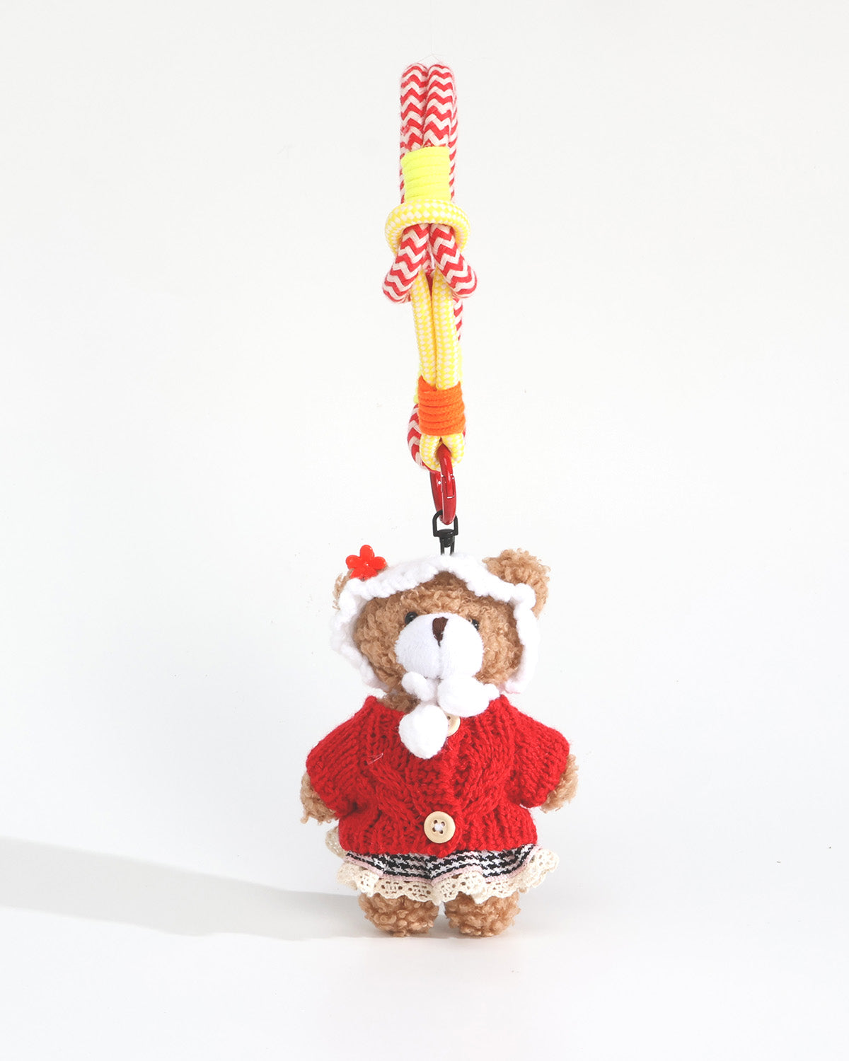 TeddyHuggy®Red Knitted Cardigan Paired  Bear Keychain Charm