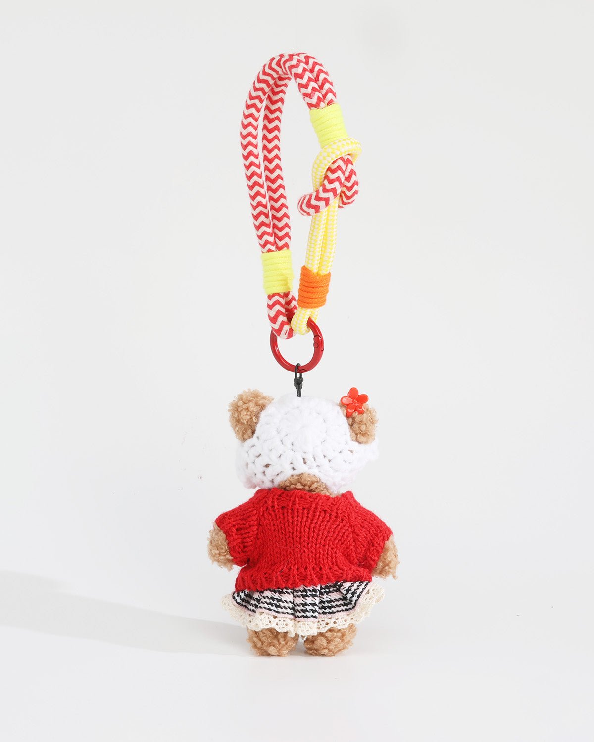 TeddyHuggy®Red Knitted Cardigan Paired  Bear Keychain Charm