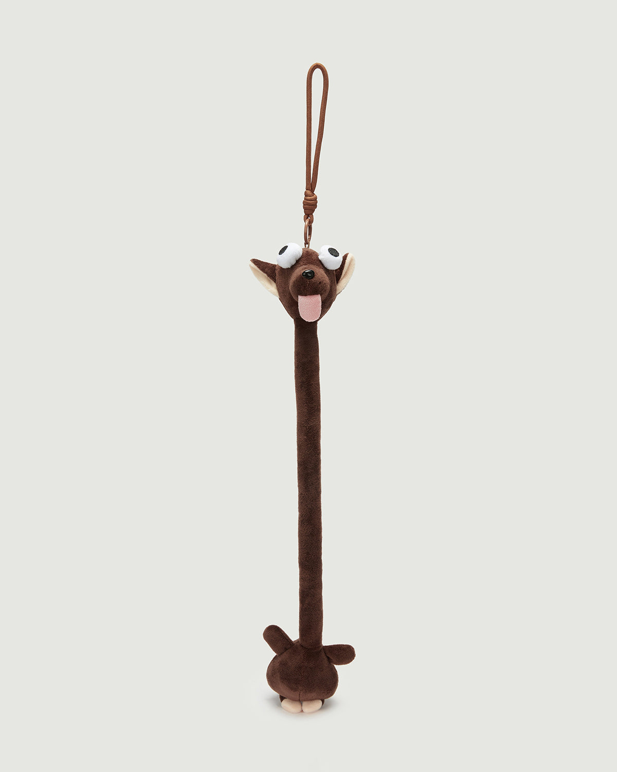 TeddyHuggy®Brown Funny Long-Neck Tongue-Out Chihuahua Plush Keychain Charm