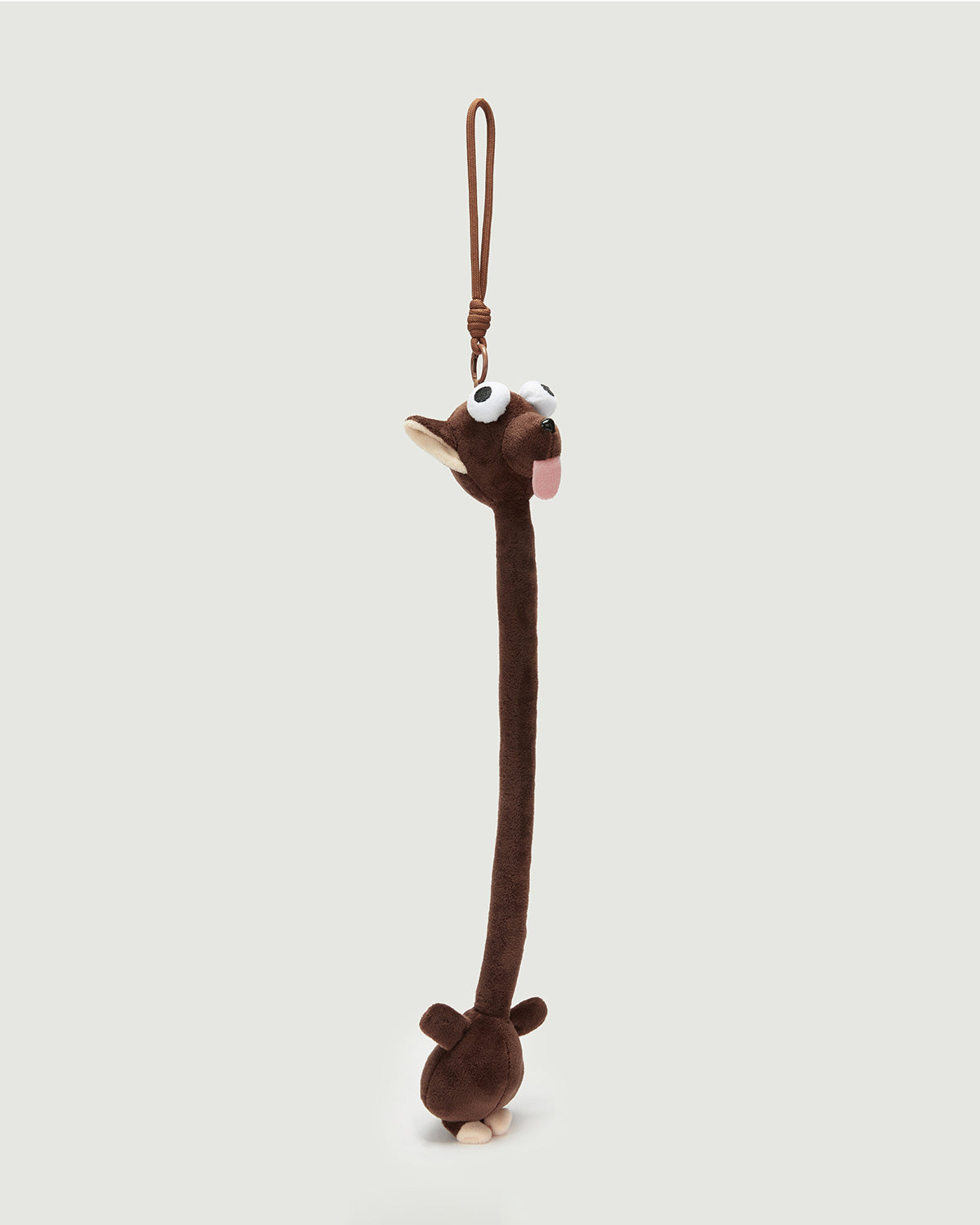 TeddyHuggy®Brown Funny Long-Neck Tongue-Out Chihuahua Plush Keychain Charm