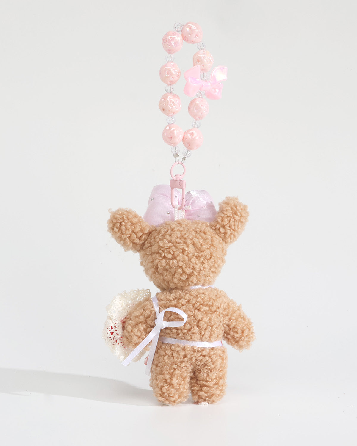 TeddyHuggy®Pink Gingham Apron & Heart Bear Keychain Charm