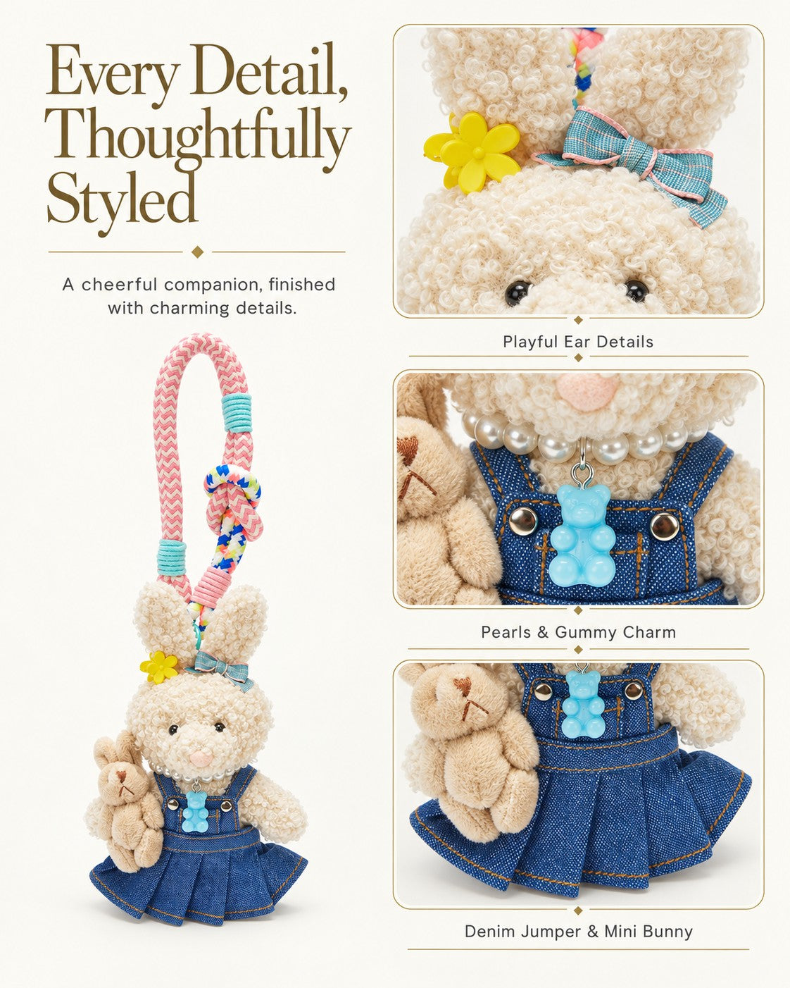 TeddyHuggy® Denim Jumper Bunny Charm