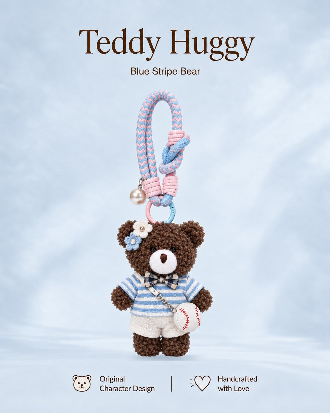 TeddyHuggy® Stripe Baseball Bear Charm