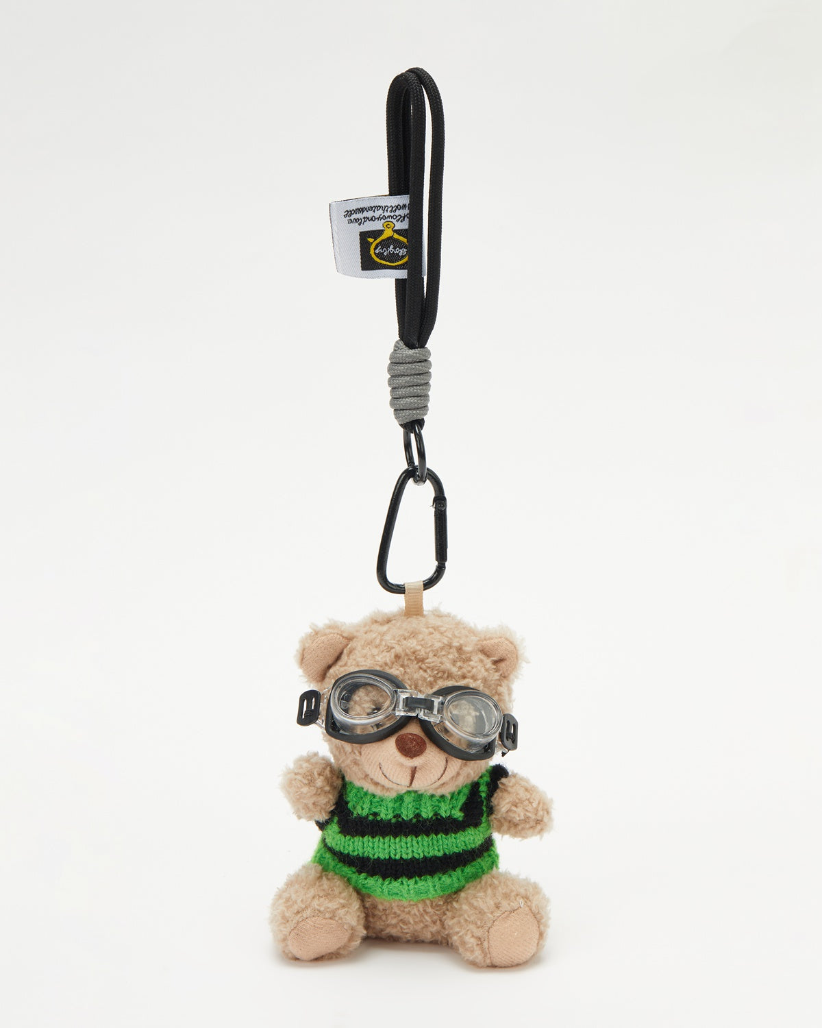TeddyHuggy®Black&Green Striped Sweater Pilot Glasses Bear Keychain Charm