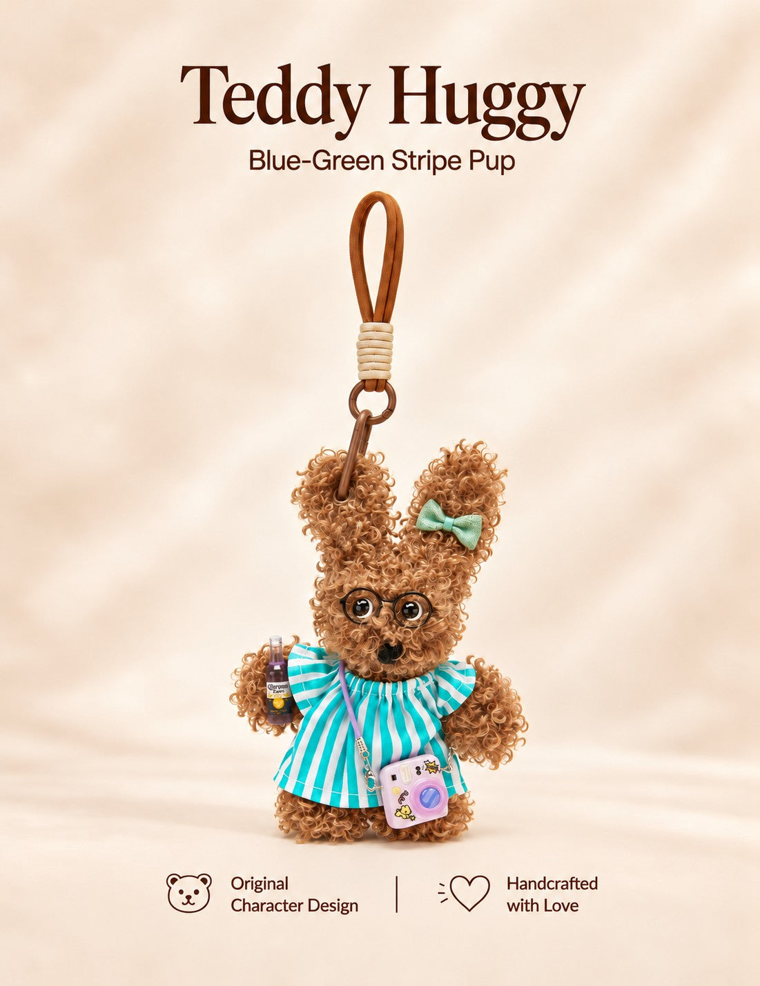 TeddyHuggy® Blue-Green Stripe Pup Charm