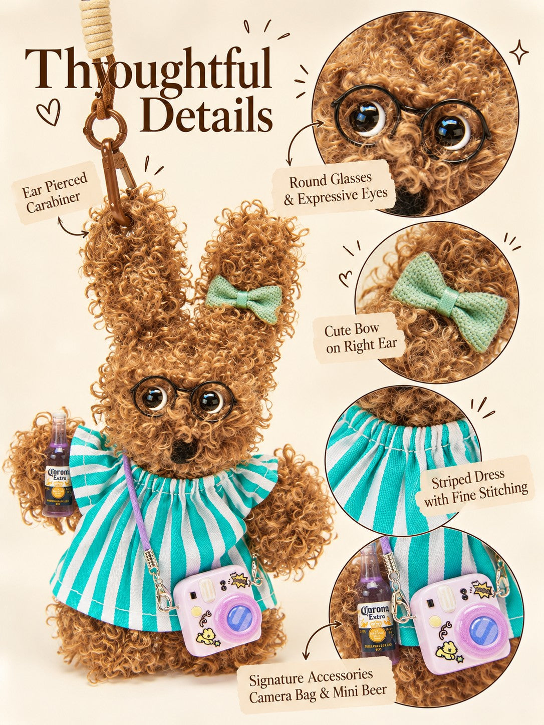 TeddyHuggy® Blue-Green Stripe Pup Charm