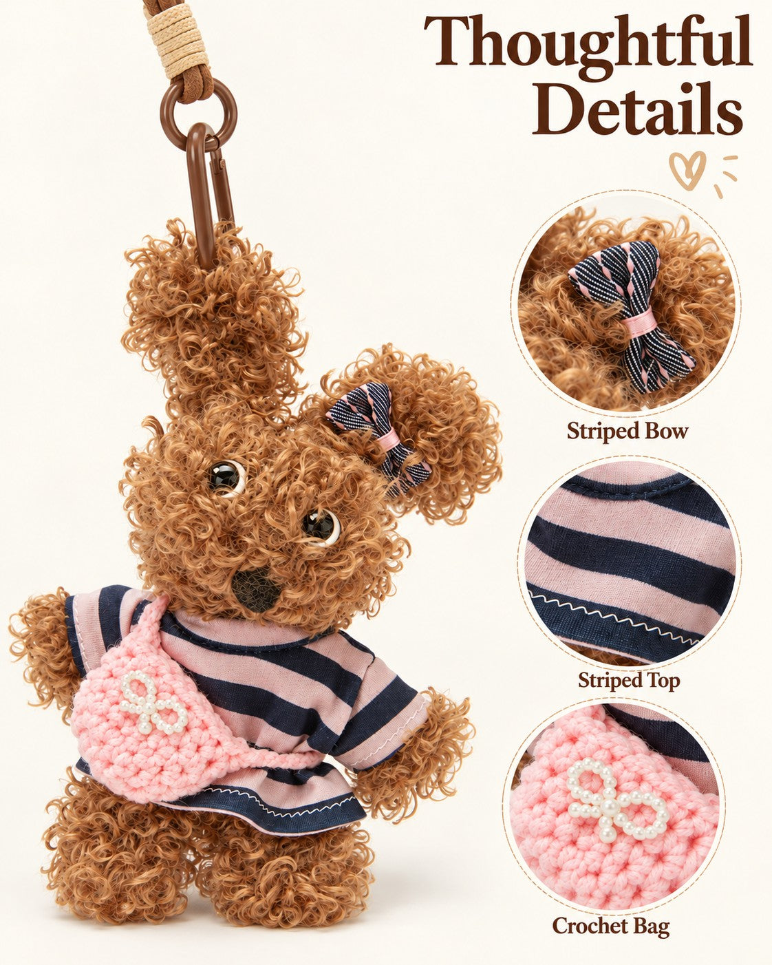 TeddyHuggy® Dark Blue Stripe Pup Charm