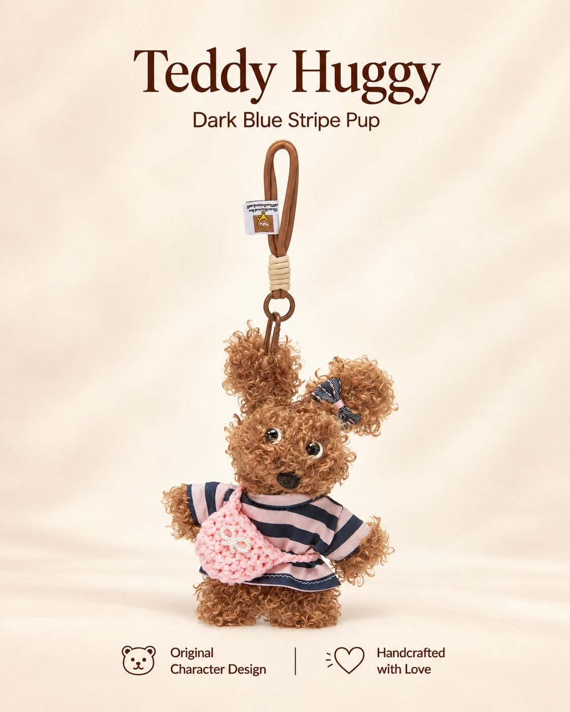 TeddyHuggy® Dark Blue Stripe Pup Charm