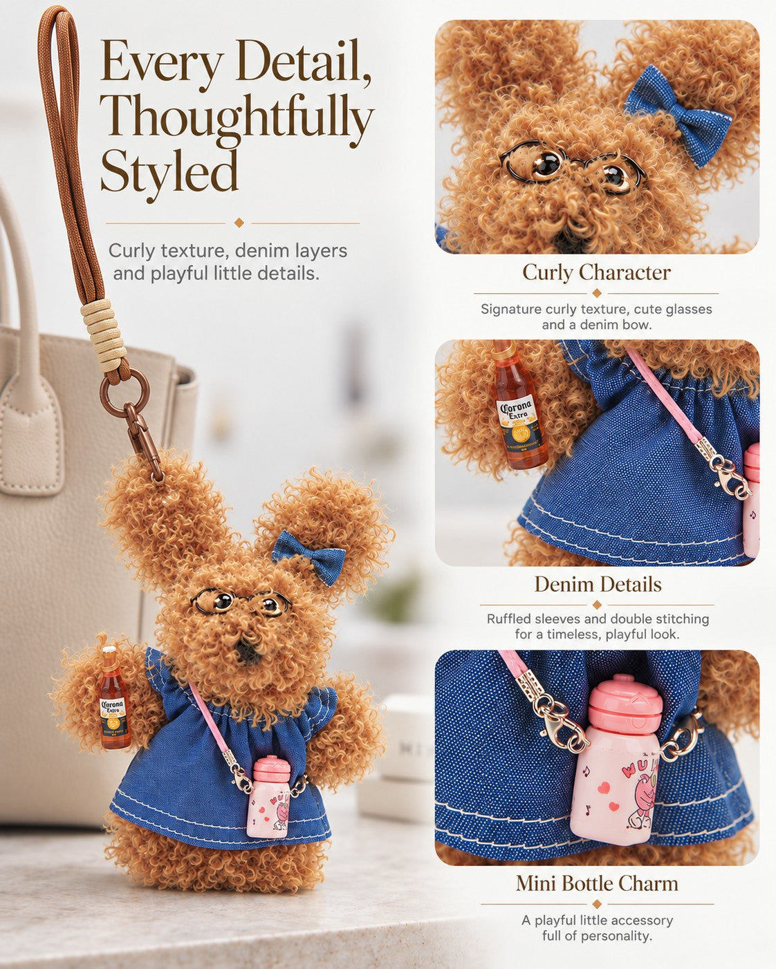 TeddyHuggy® Denim Overalls Pup Charm