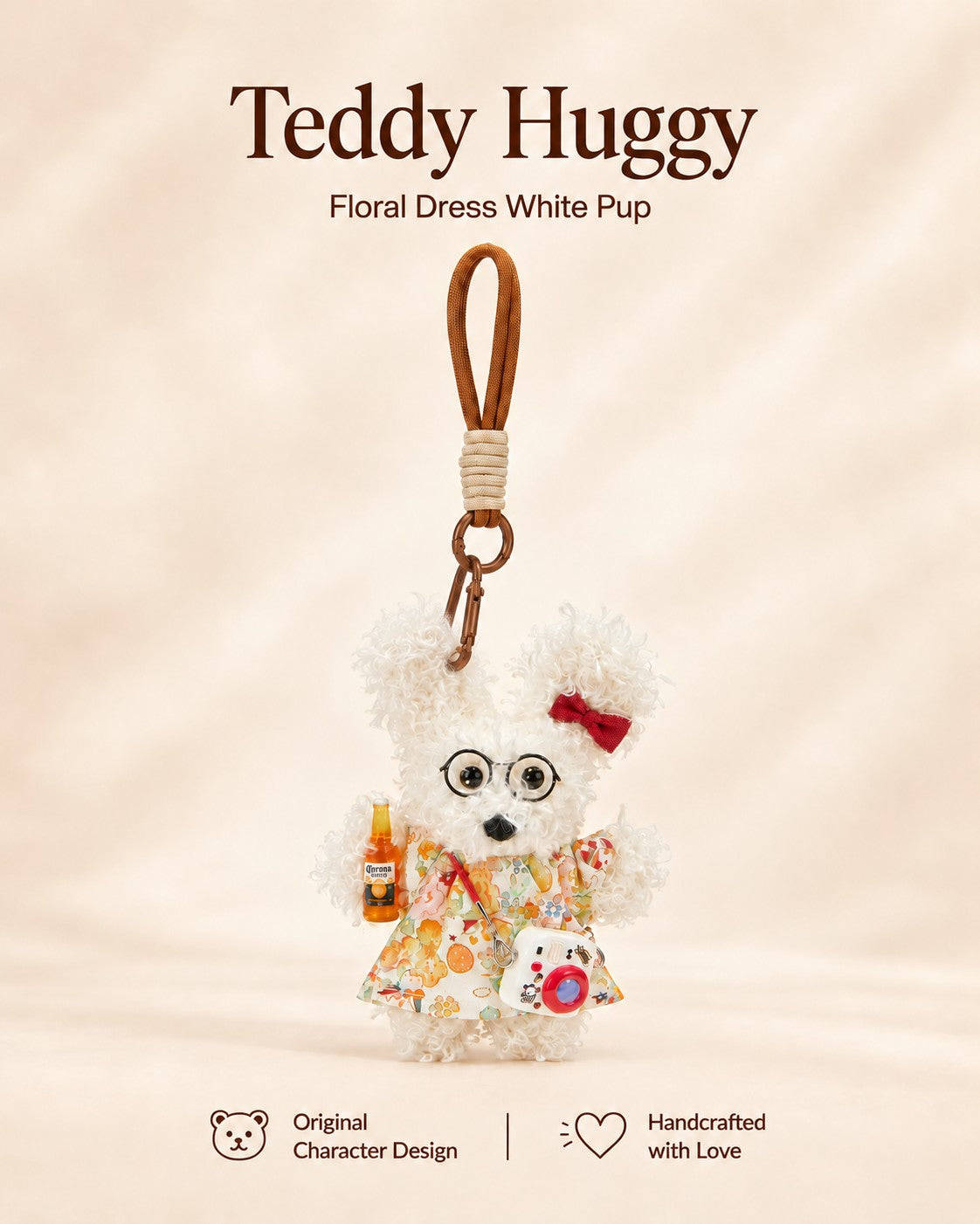 TeddyHuggy® Floral Dress White Pup Charm