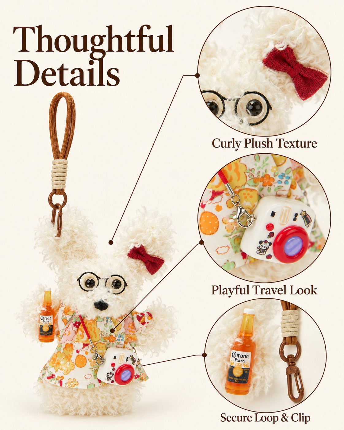 TeddyHuggy® Floral Dress White Pup Charm