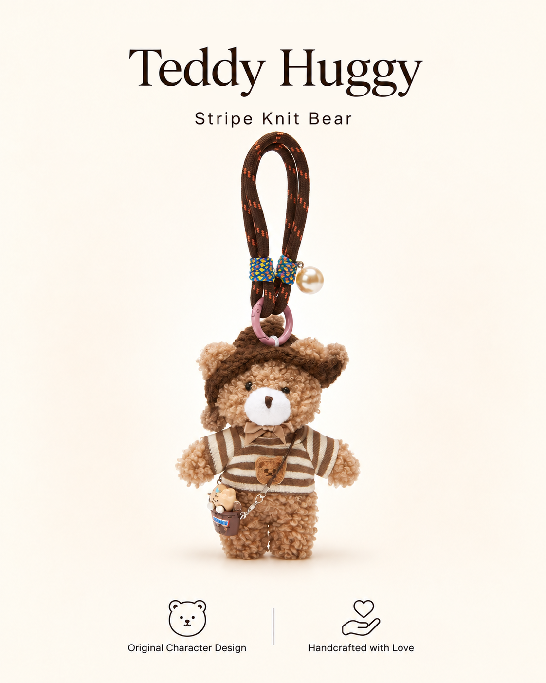 TeddyHuggy® Stripe Knit Bear Charm