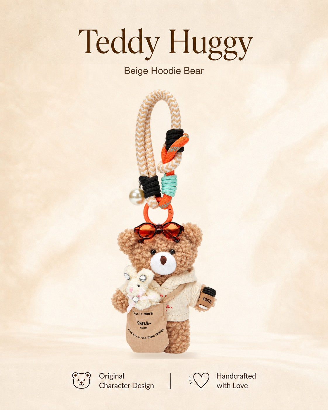 TeddyHuggy® Beige Hoodie Bear Charm