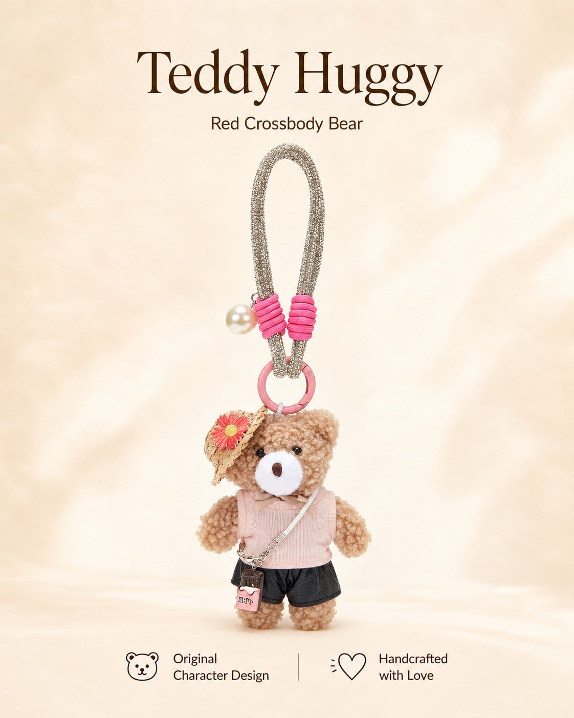 TeddyHuggy® Red Crossbody Bear Charm