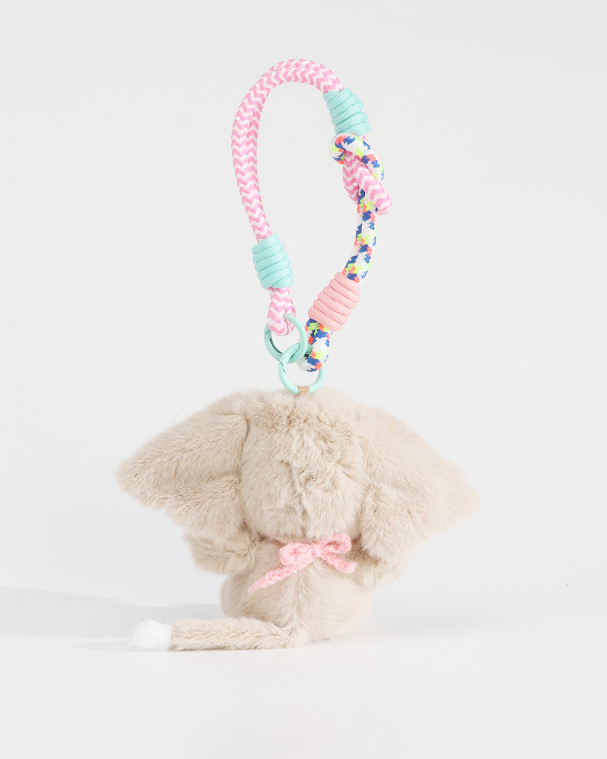 TeddyHuggy®Tan Elephant with Pink & Blue Bib Keychain Charm