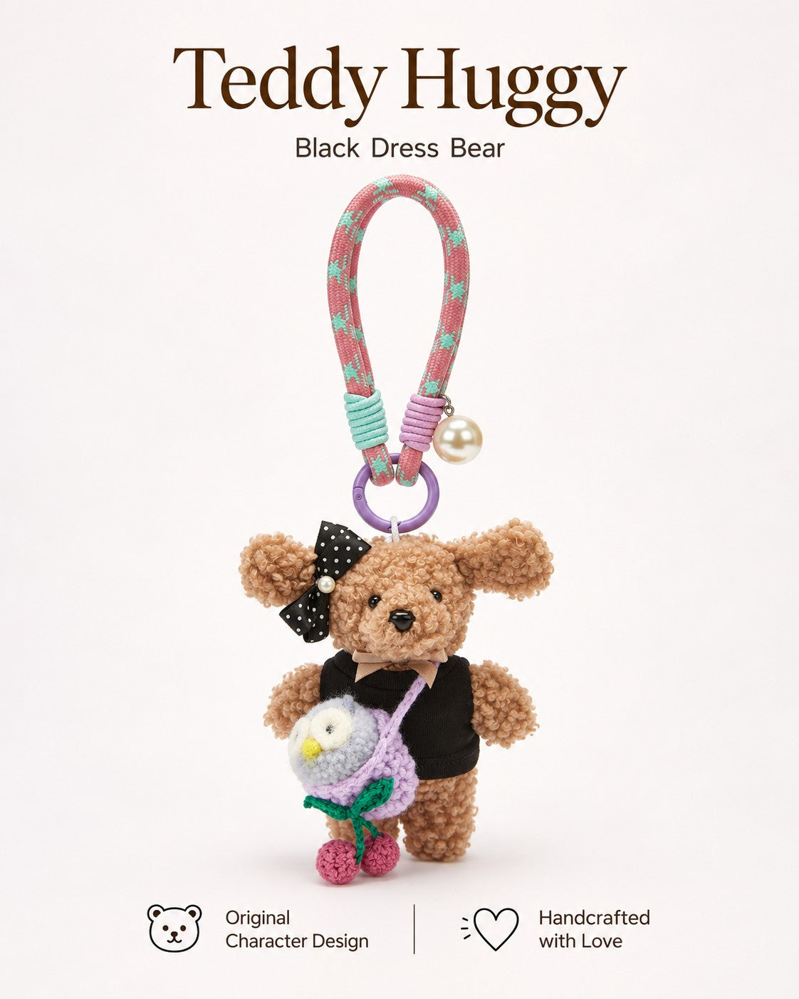 TeddyHuggy® Black Dress Bear Charm