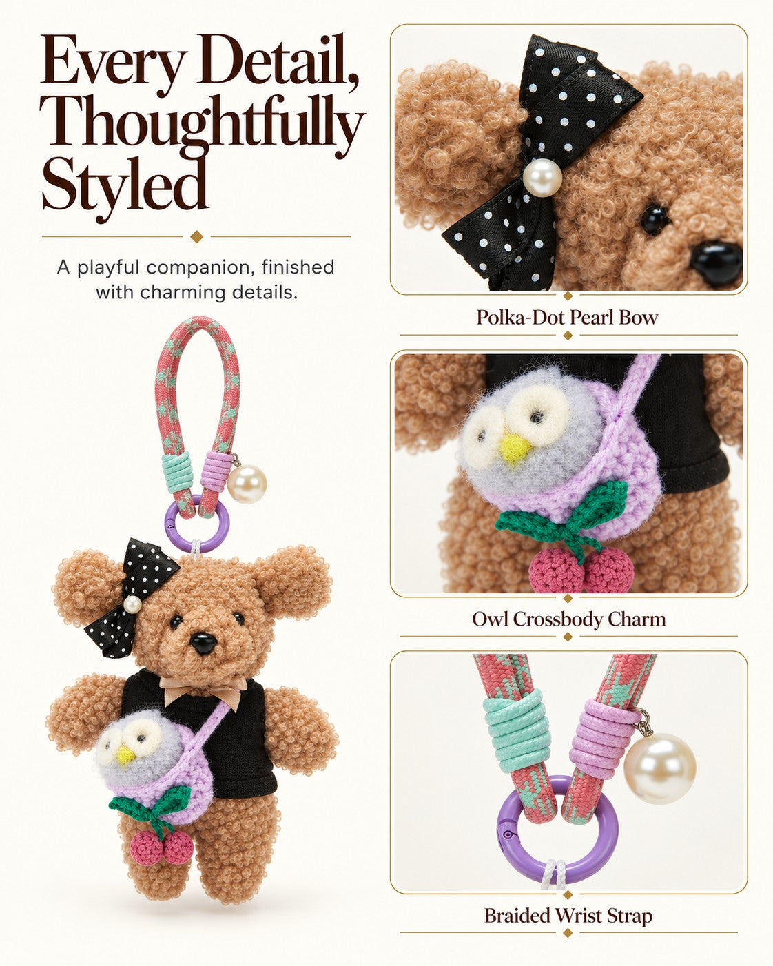 TeddyHuggy® Black Dress Bear Charm