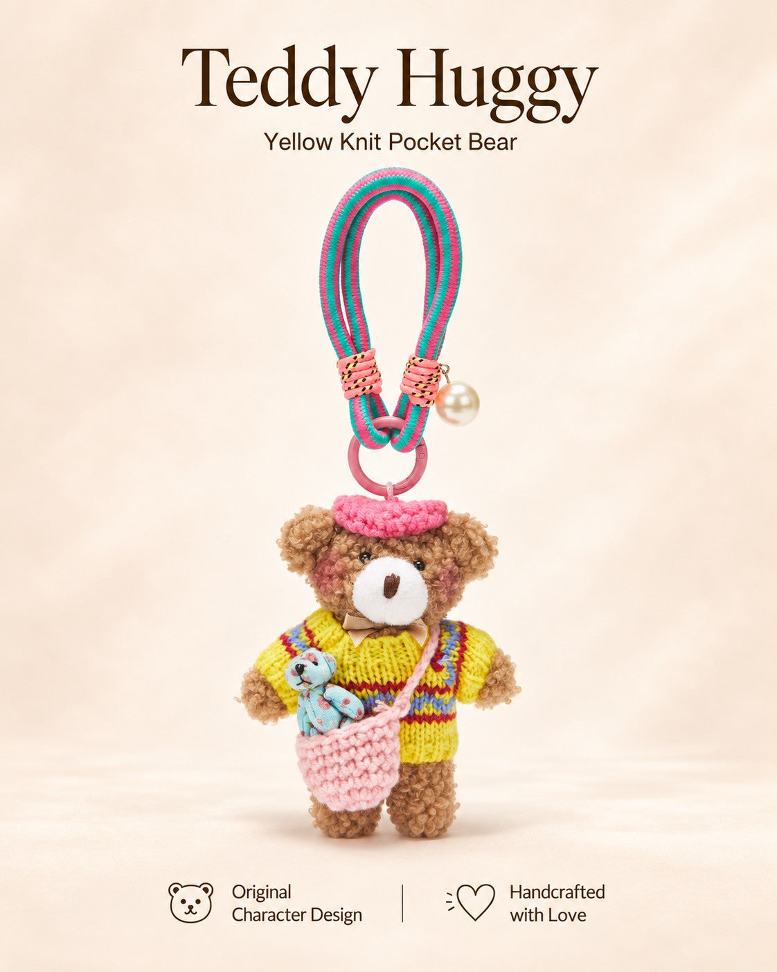TeddyHuggy® Yellow Plaid Bear Charm