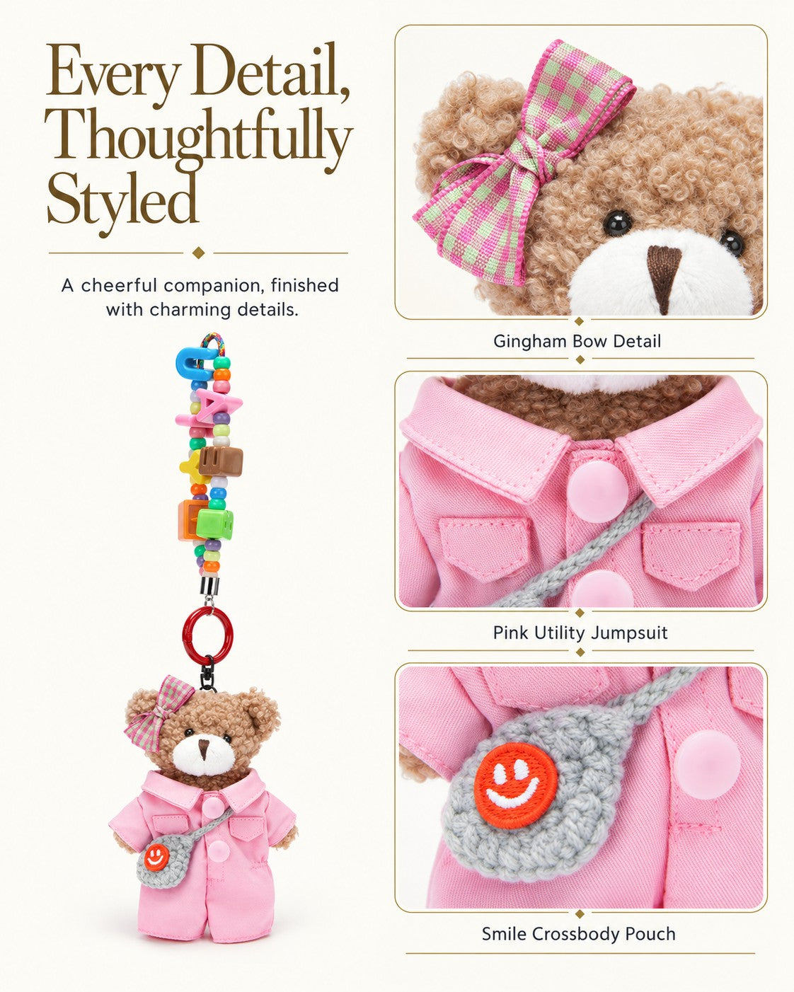 TeddyHuggy® Pink Sporty Bear Charm