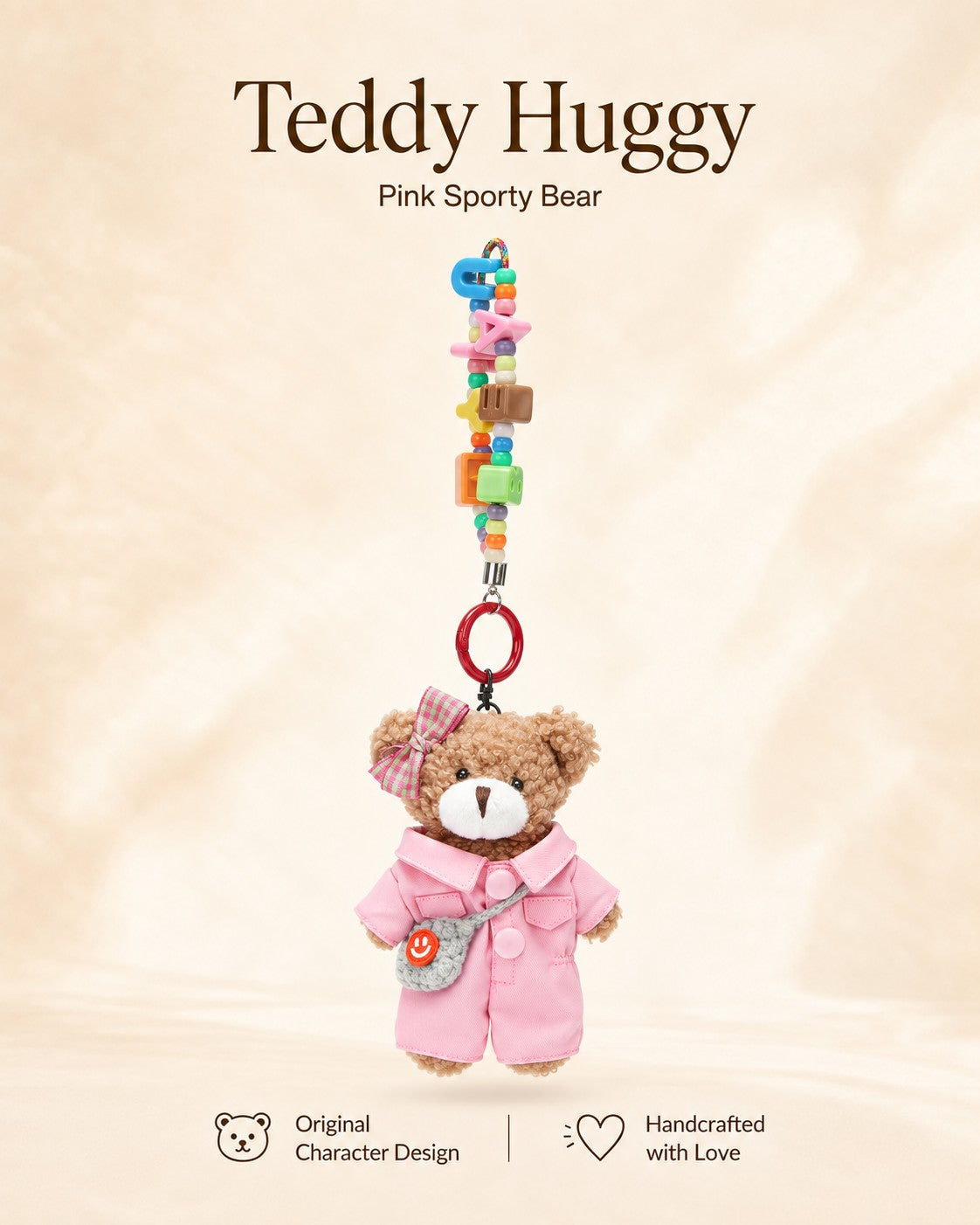 TeddyHuggy® Pink Sporty Bear Charm