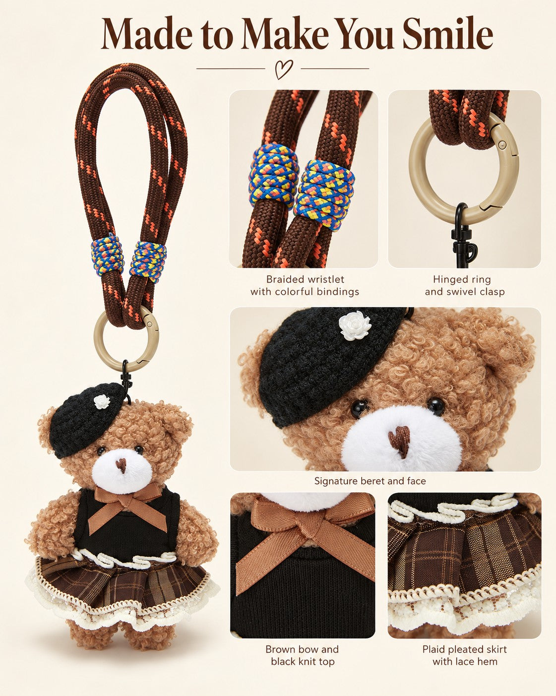 TeddyHuggy® Black Blazer Bear Charm