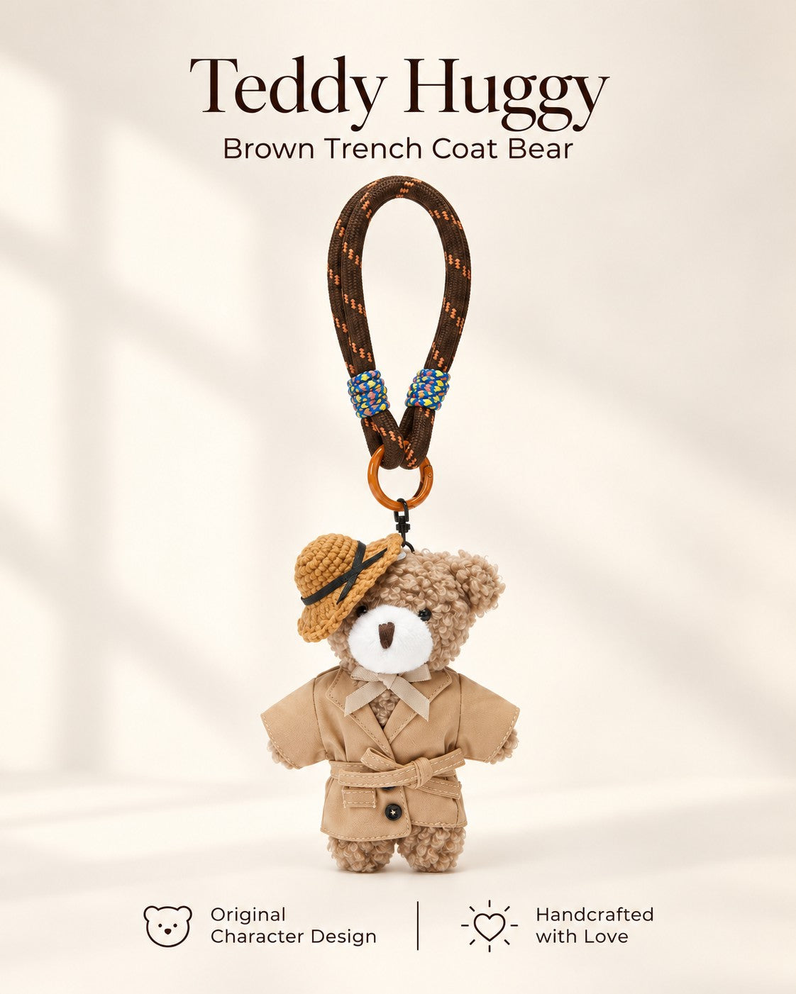 TeddyHuggy® Brown Trench Coat Bear Charm
