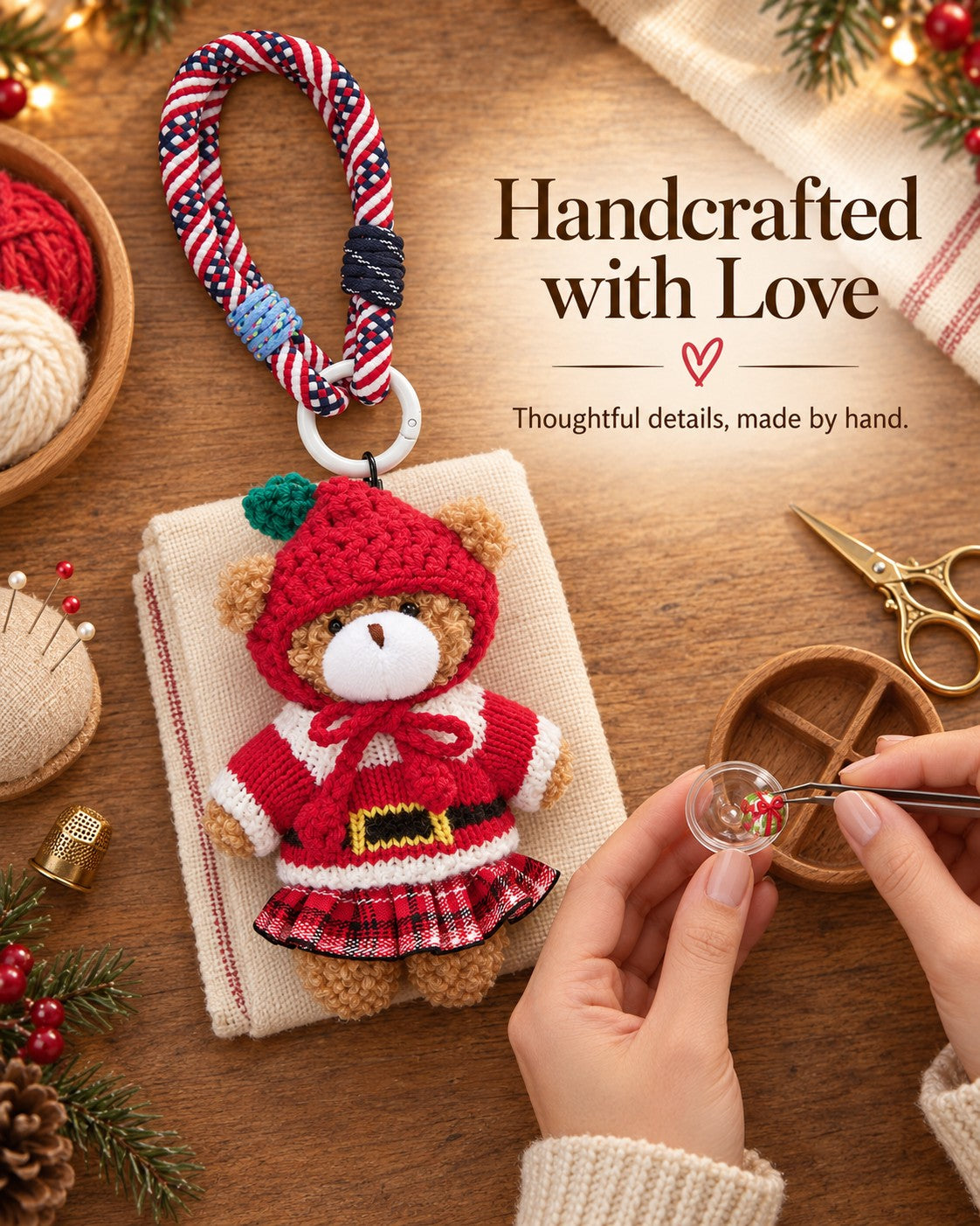 TeddyHuggy® Red Holiday Bear Charm