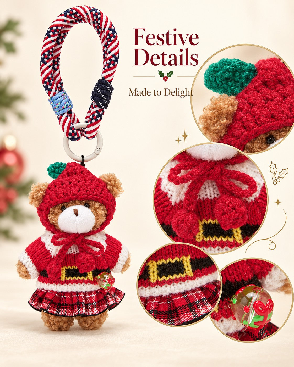 TeddyHuggy® Christmas Plaid Charms Collection