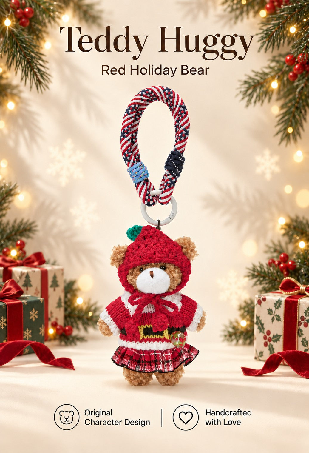 TeddyHuggy® Red Holiday Bear Charm