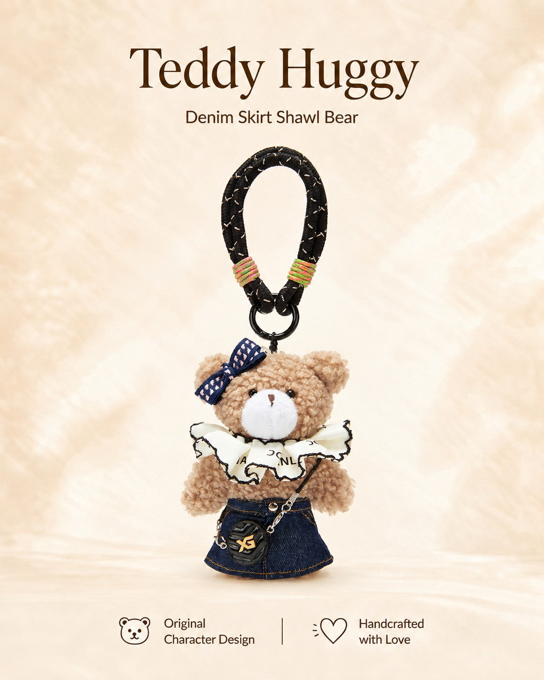 TeddyHuggy® Denim Skirt Shawl Bear Charm