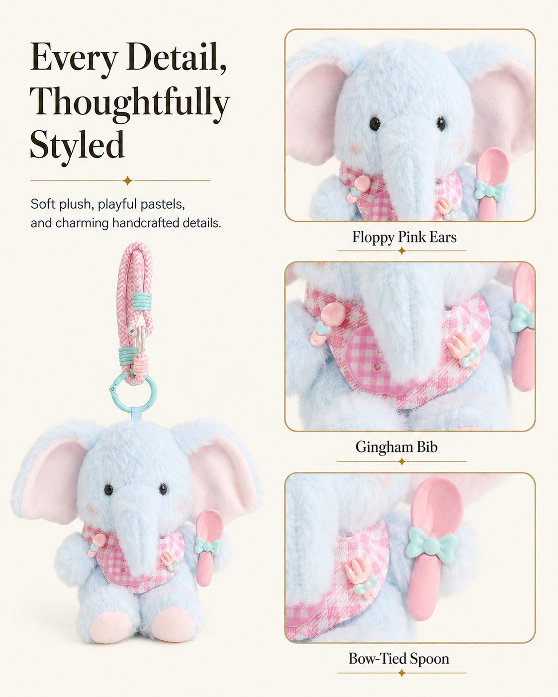 TeddyHuggy® Blue Bib Baby Elephant Charm