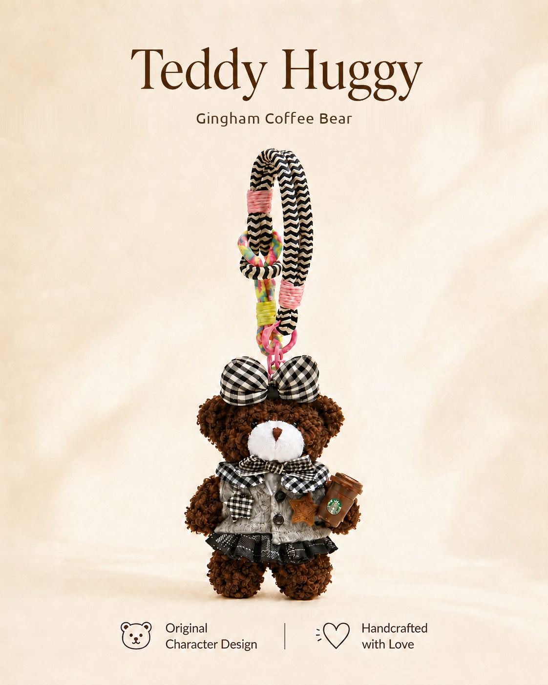 TeddyHuggy® Black-White College Bear Charm