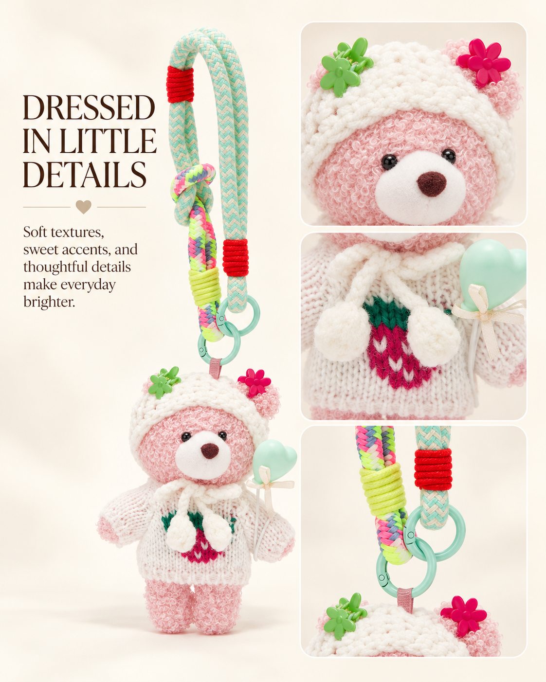 TeddyHuggy® Sweet Knit Hat Charms Collection