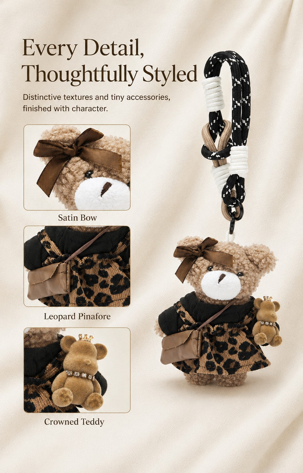 TeddyHuggy® Leopard Dress Bear Charm