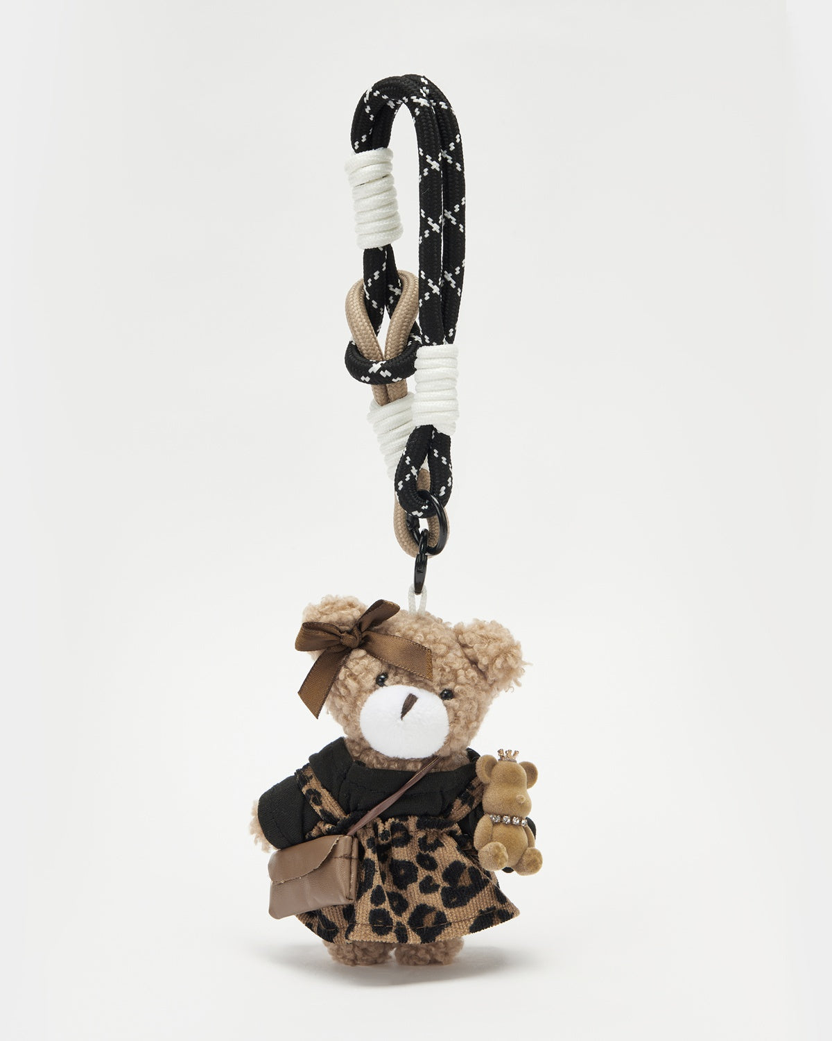 TeddyHuggy®Khaki Bear Leopard Skirt Keychain Charm