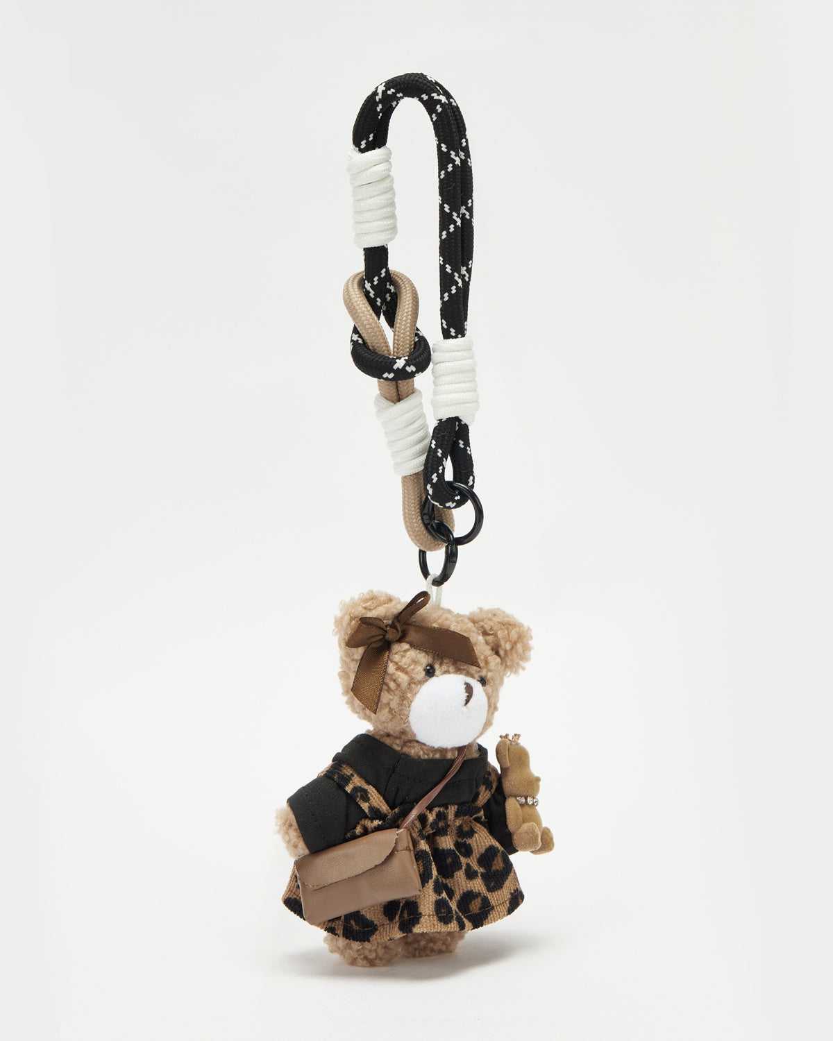 TeddyHuggy®Khaki Bear Leopard Skirt Keychain Charm
